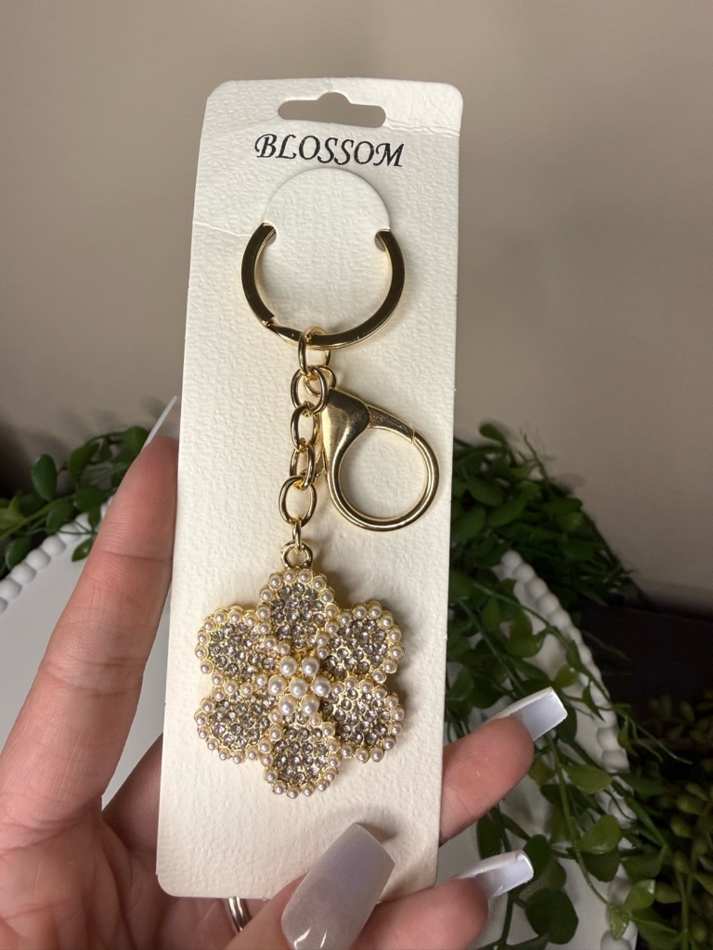 Blossom Gold Floral Keychain/ Bag Charm - Picture 2 of 4